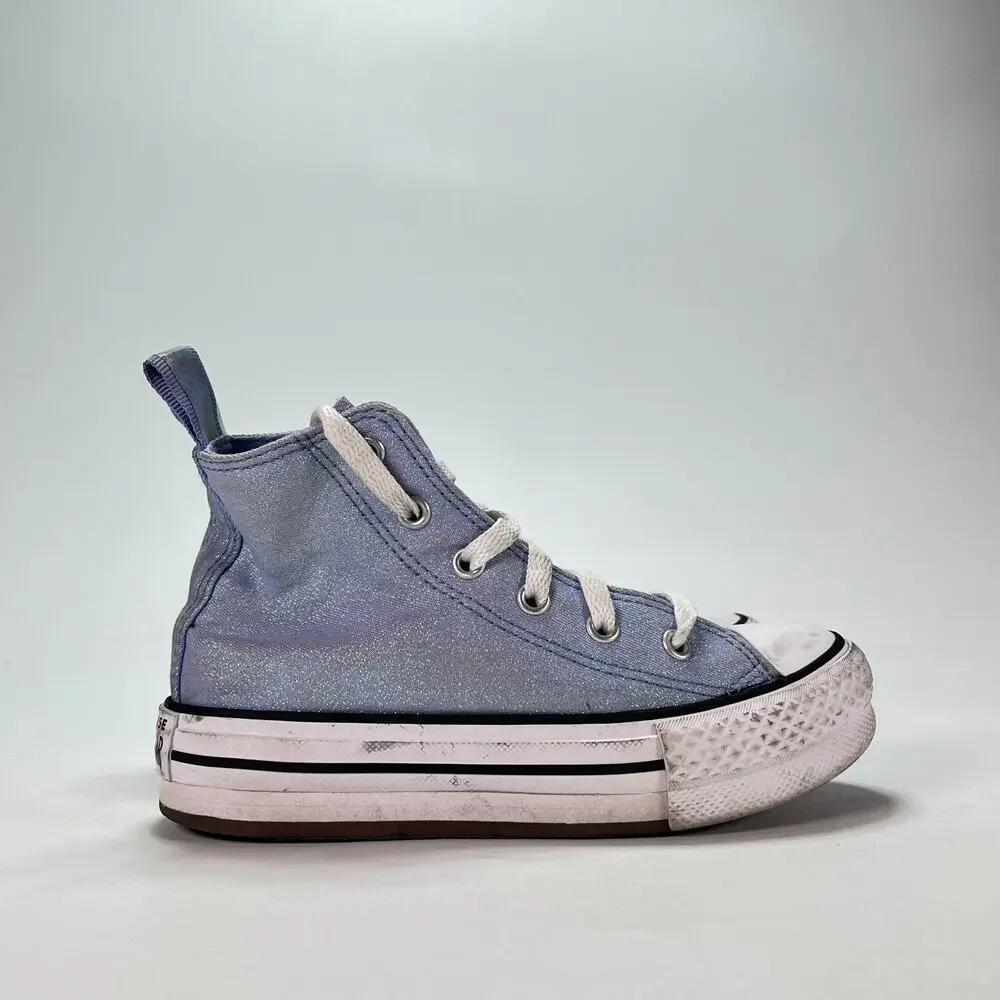 Converse Chuck Taylor All Star Shiny Tile Blue High Top Sneakers A03619F Kids 13